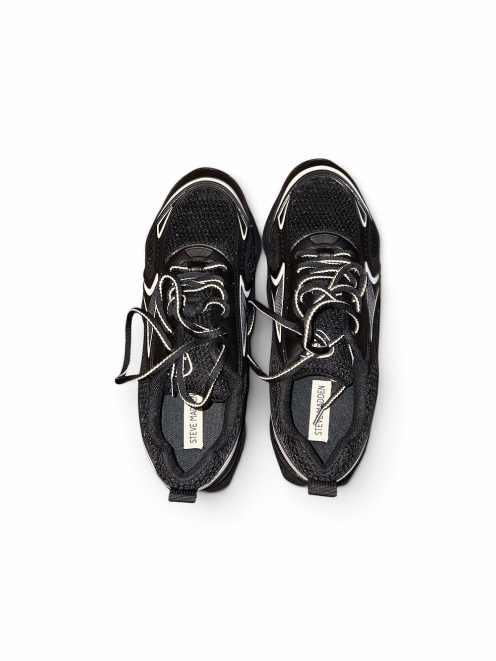 Steve Madden Women’s Black and White Lace-Up Sneakers